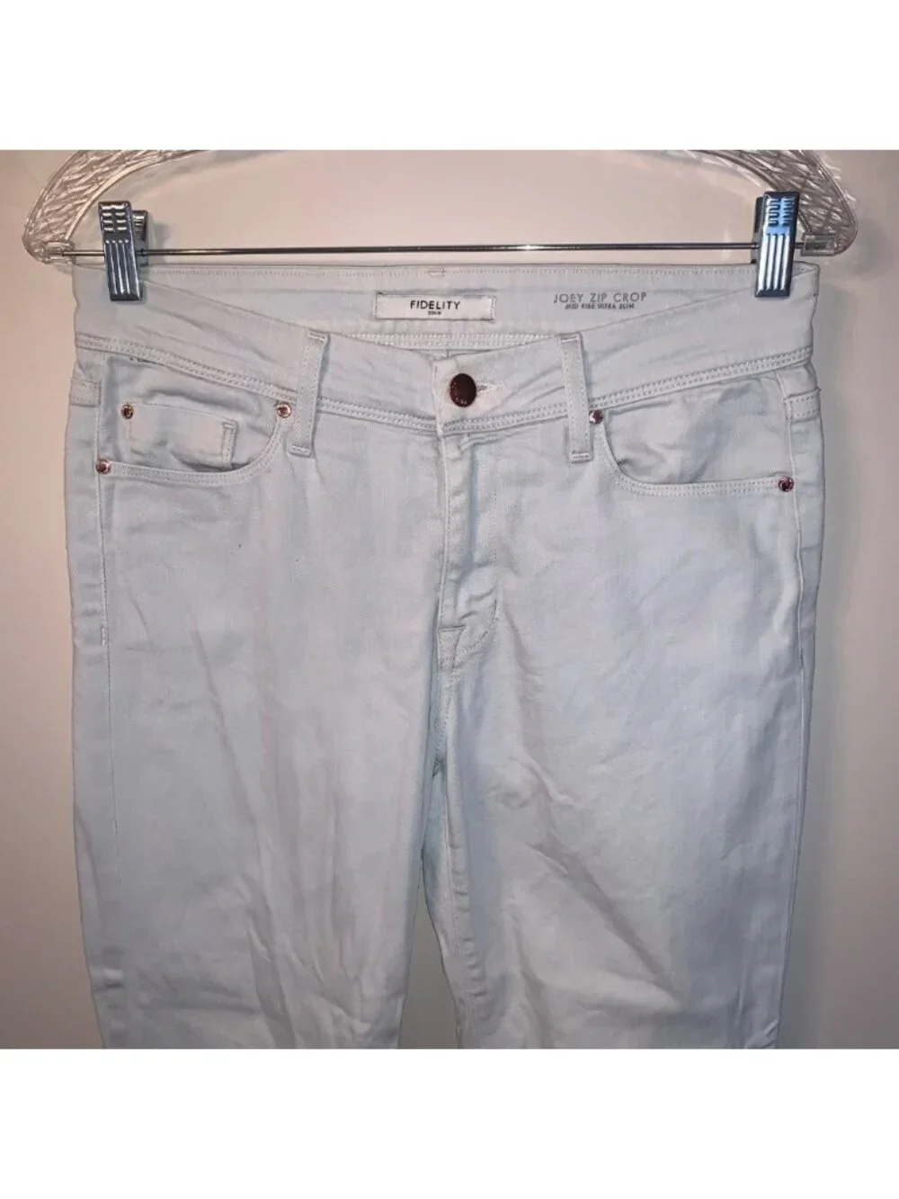 Fidelity Joey Zip Crop Mid Rise Ultra Slim Jeans 27